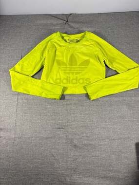 adidas Women's Hyperbright Training Long Sleeve Cropped T-Shirt Neon Yellow